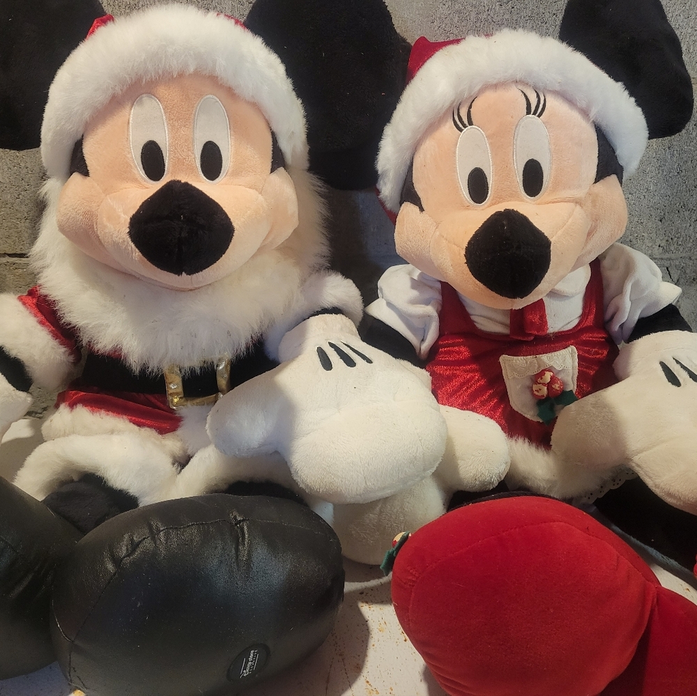 LARGE Santa Mickey and Mrs. Clause Minnie plushes